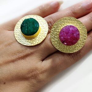 Druzy moon phase ring - 24k gold plated and adjustable — Absolutely Stoned  Gems LLC